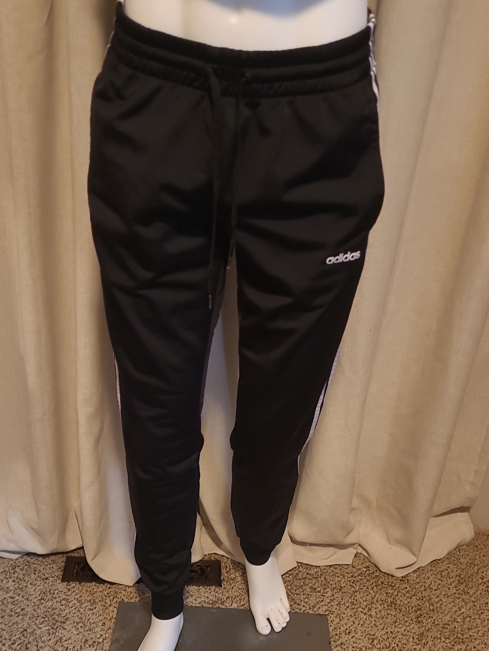 Adidas Black Jogger Sweatpants with White Side Stripes